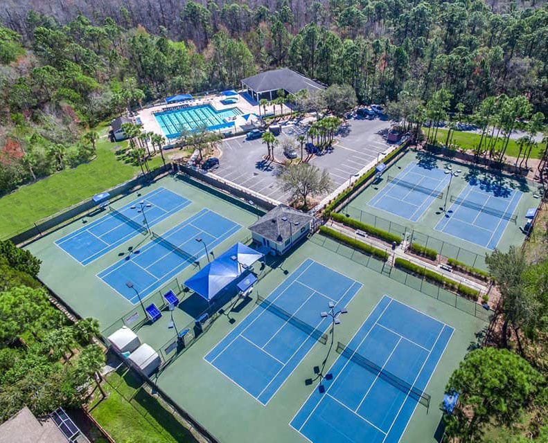 tennis courts and pool